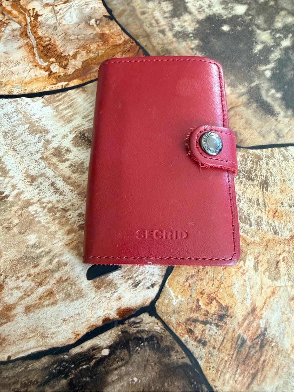 SECRID Red Leather Cardholder Wallet - Compact RFID Protection